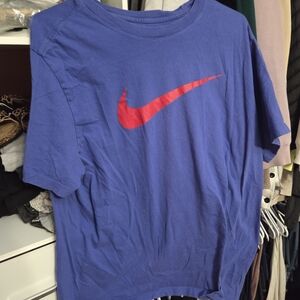 Nike Blue T-Shirt with Red Swoosh